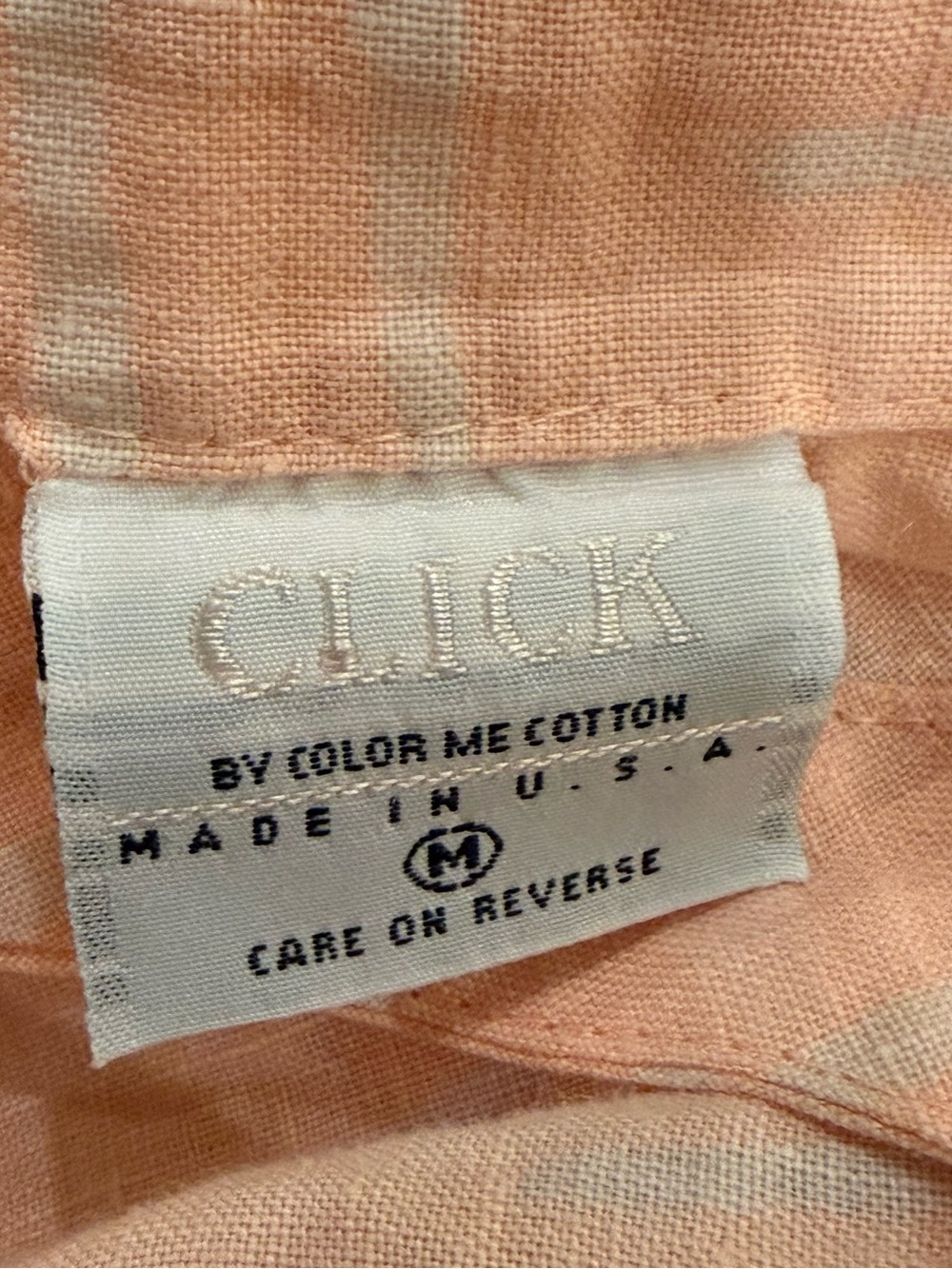 Click 100% Linen Peach Cream Striped V-Neck Top Medium Coastal Summer - Picture 5 of 7